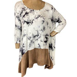 Fantastic Fawn USA BOHO Lagenlook Tie Dye Tunic Tee Top Sz S #313A